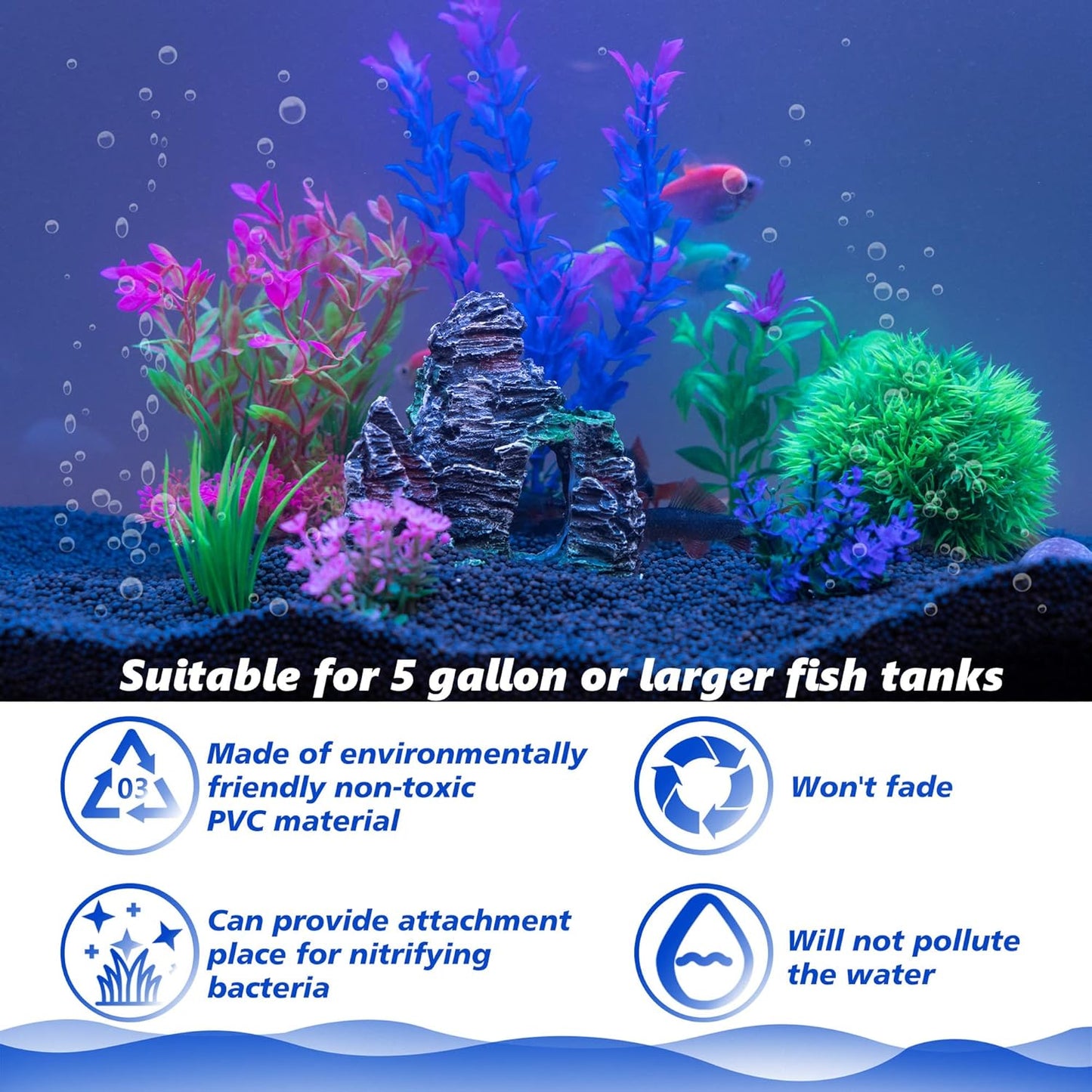 Artificial Aquarium Plant and Rock Cave Decoration Set for Goldfish and Betta Fish Tanks - Versatile Accessories for Small and Large Fish Bowls