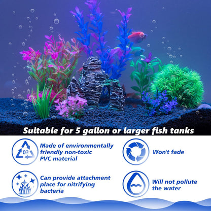 Artificial Aquarium Plant and Rock Cave Decoration Set for Goldfish and Betta Fish Tanks - Versatile Accessories for Small and Large Fish Bowls