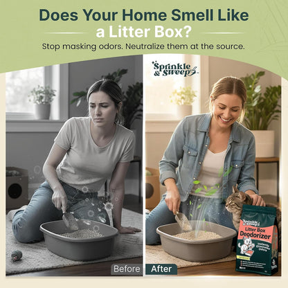 Premium Cat Litter Deodorizer | Non-Toxic and Safe for Kittens | Odor Control and Home Freshening | Convenient Sprinkle and Sweep Application | Made in the USA