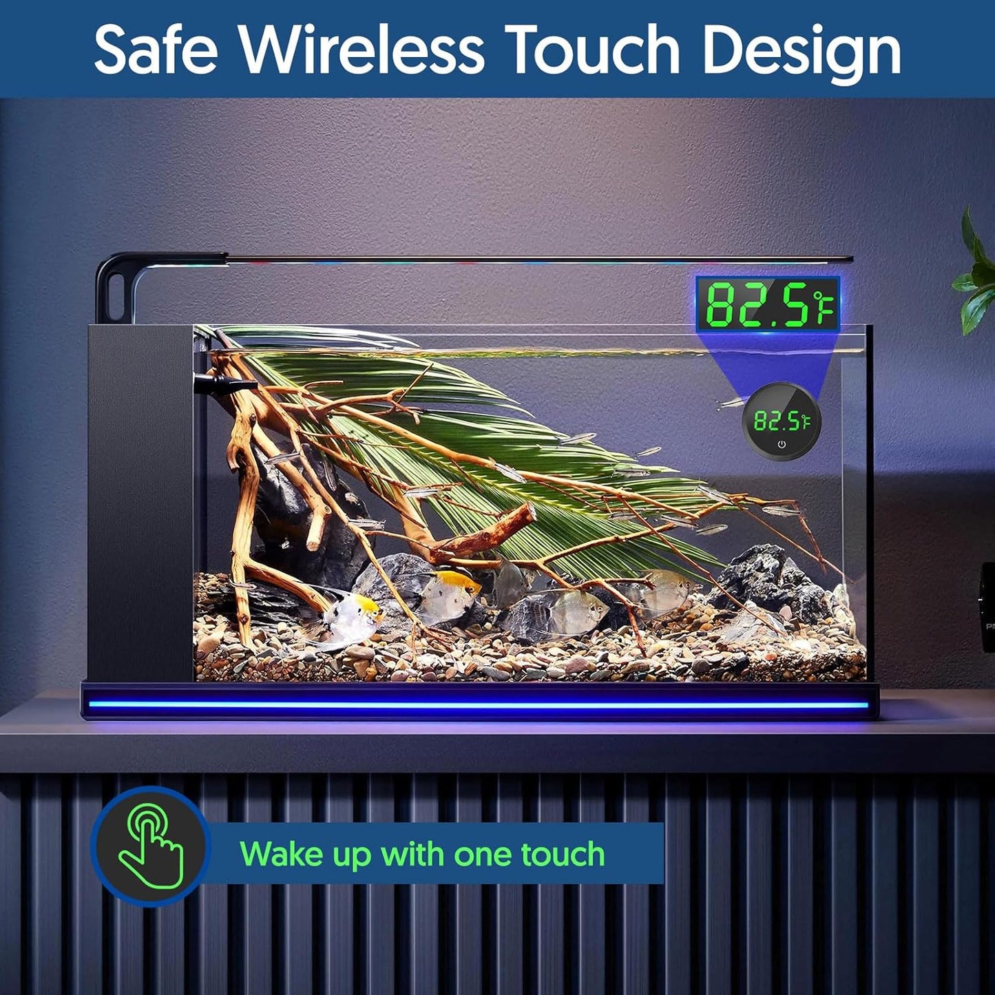 Wireless Digital Aquarium Thermometer with LED Display and Touch Stick