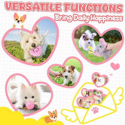9-Pack Pink Puppy Chew Toys - Enrichment and Teething Solutions for Small Dogs, Includes Squeaky Plush Toy for Engagement and Entertainment