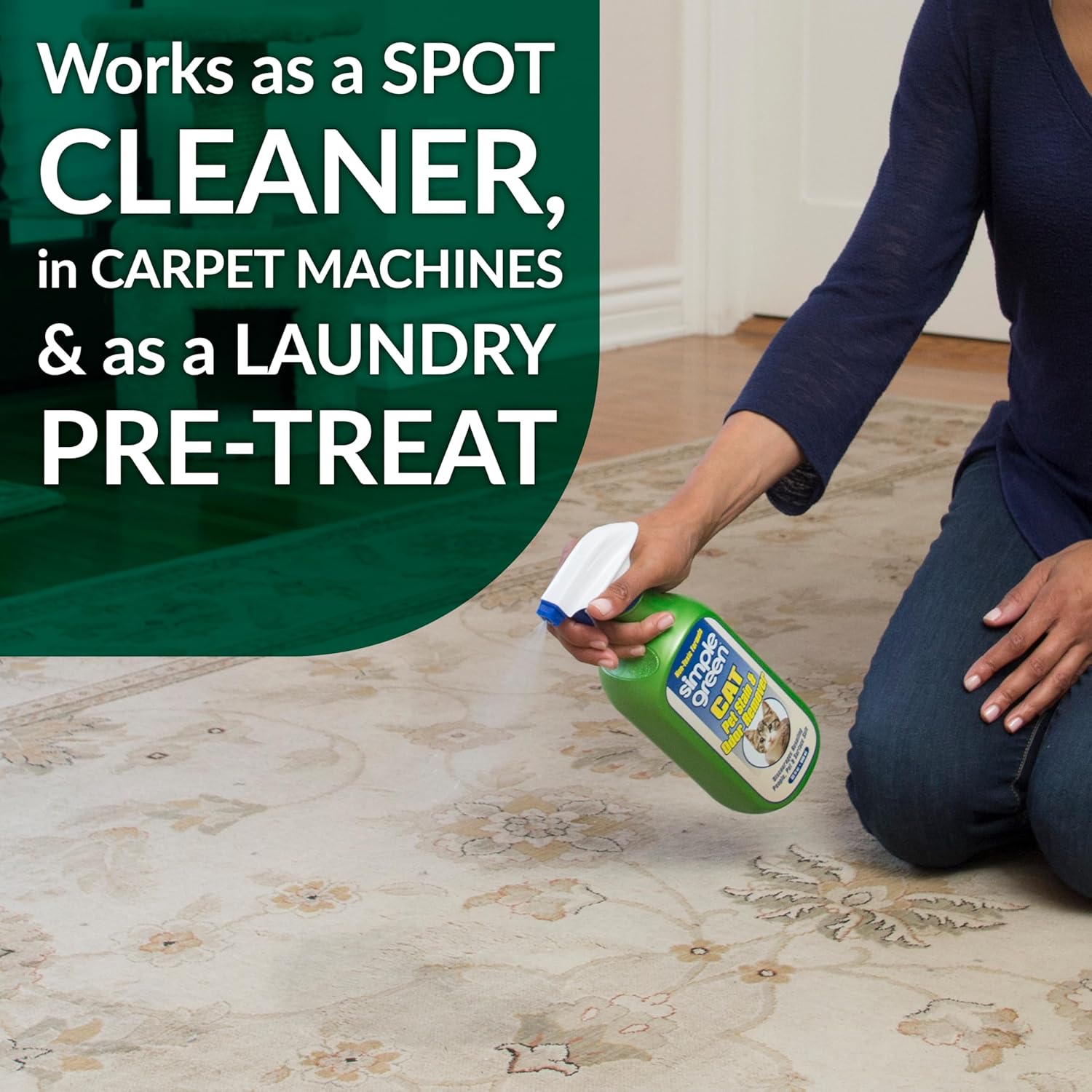 Cat Stain & Odor Remover - Enzyme Cleaner for Cat Urine, Feces, Blood, Vomit - 32Oz
