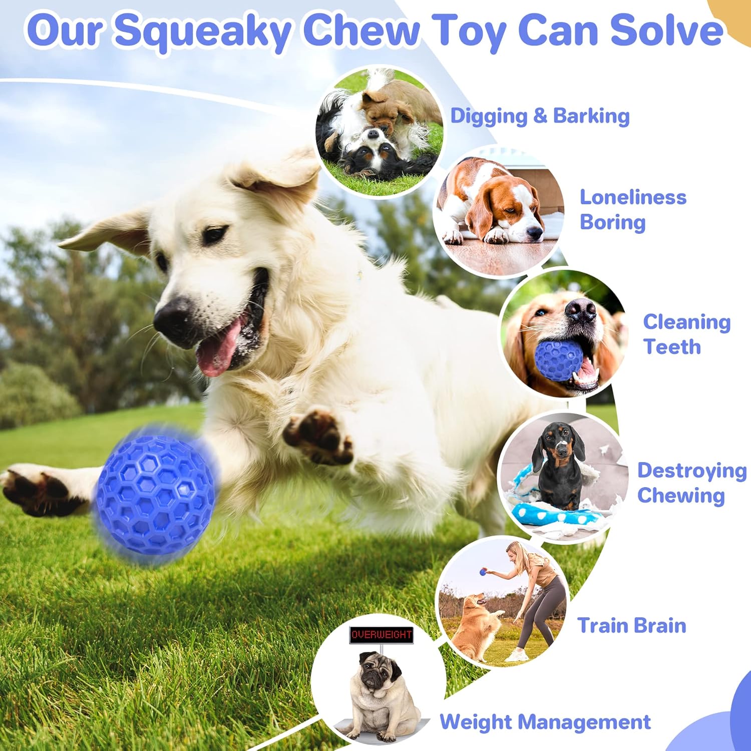 Indestructible Squeaky Dog Ball - Ideal for Large Breeds Waterproof for Outdoor Use