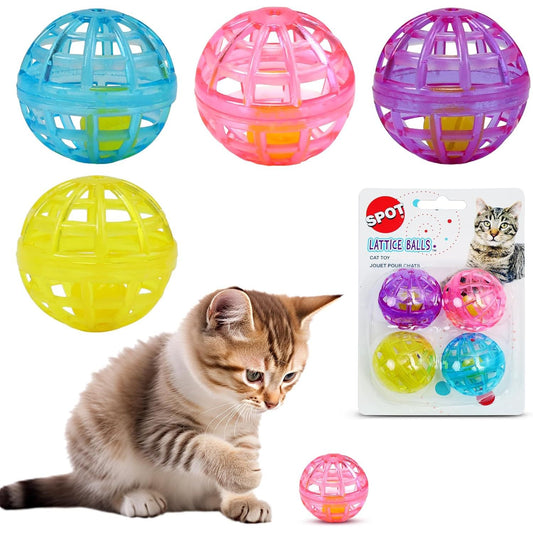 Durable, Fun Balls with Bells Perfect for Swatting and Batting, Colorful Toys to Entertain Indoor Cats and Kittens, - 1.5 Inch, 4 Pcs