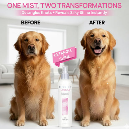 Silk Therapy Detangling and Shine Protecting Spray for Dogs, Suitable for All Coats and Breeds, 8 Fl Oz