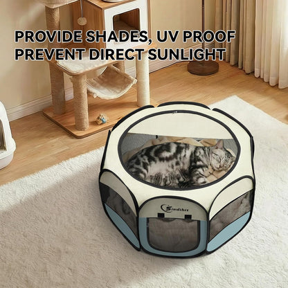 Portable Indoor/Outdoor Pet Playpen for Small Dogs, Cats, and Rabbits with Carrying Case - Grey, Small