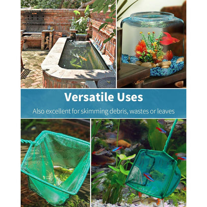 Square Soft Fine Mesh Net for Skimming Sludge, Food Residue, and Waste in Fish Tanks, Small Koi Ponds, and Pools