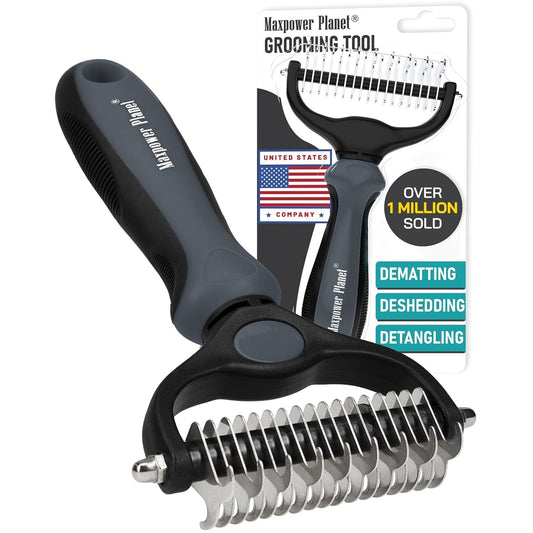 Professional Pet Grooming Brush - Double-Sided Undercoat Rake for Dogs & Cats, Extra Wide Design, Reduces Shedding by 95%