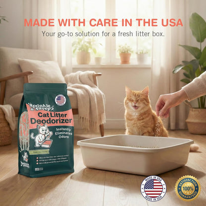 Premium Cat Litter Deodorizer | Non-Toxic and Safe for Kittens | Odor Control and Home Freshening | Convenient Sprinkle and Sweep Application | Made in the USA