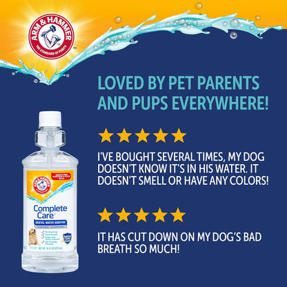 Dental Water Additive for Dogs, 16 Fl Oz, Odorless and Flavorless Breath Freshener with Baking Soda for Tartar Control