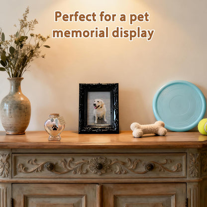 Heart-Shaped Glass Keepsake Urn for Pet Memorials - Ideal for Fur, Hair, Whiskers, or Ashes with Cork Top and Charms for Rainbow Bridge Tribute