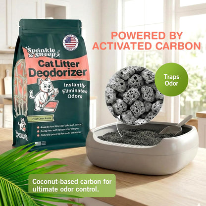 Premium Cat Litter Deodorizer | Non-Toxic and Safe for Kittens | Odor Control and Home Freshening | Convenient Sprinkle and Sweep Application | Made in the USA