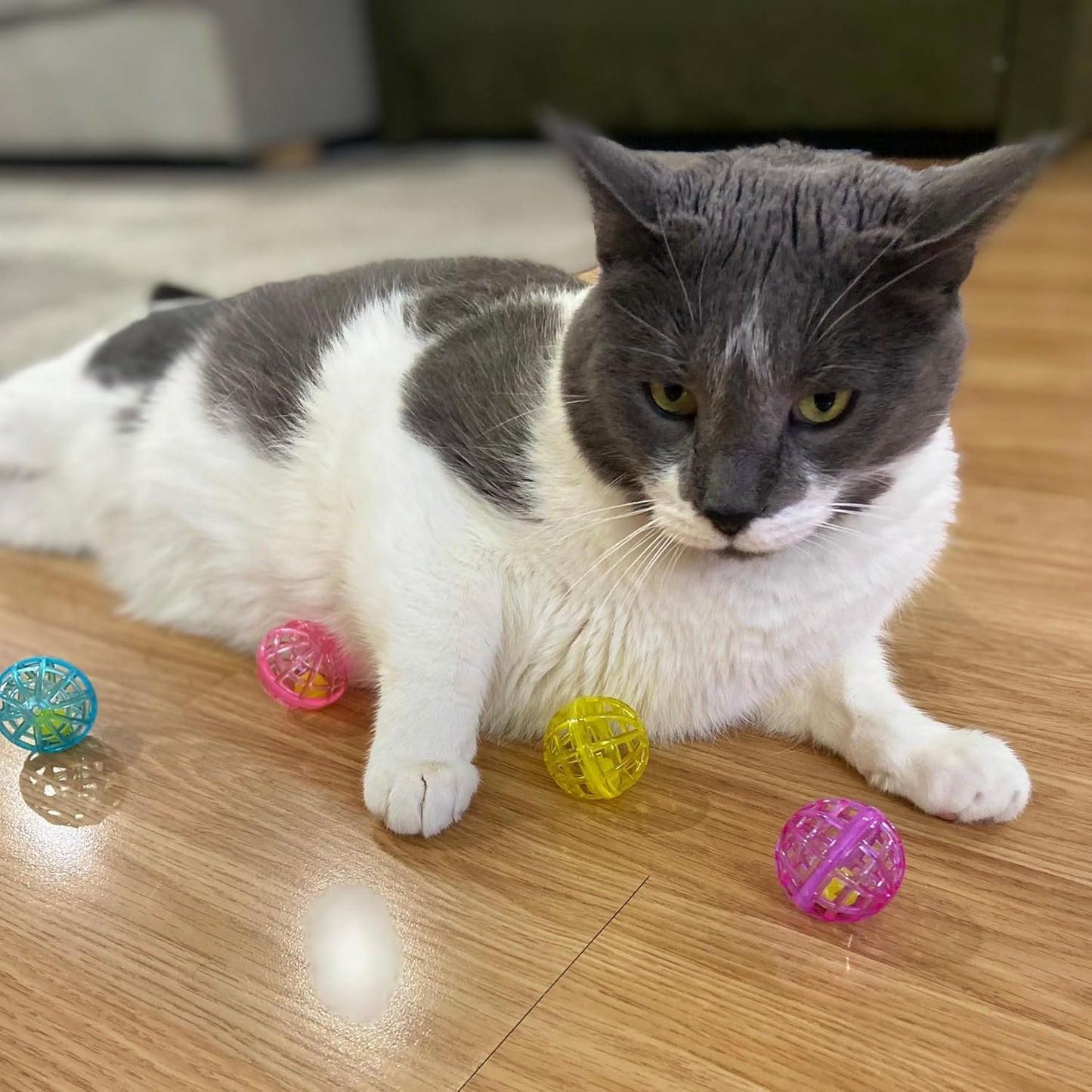 Durable, Fun Balls with Bells Perfect for Swatting and Batting, Colorful Toys to Entertain Indoor Cats and Kittens, - 1.5 Inch, 4 Pcs