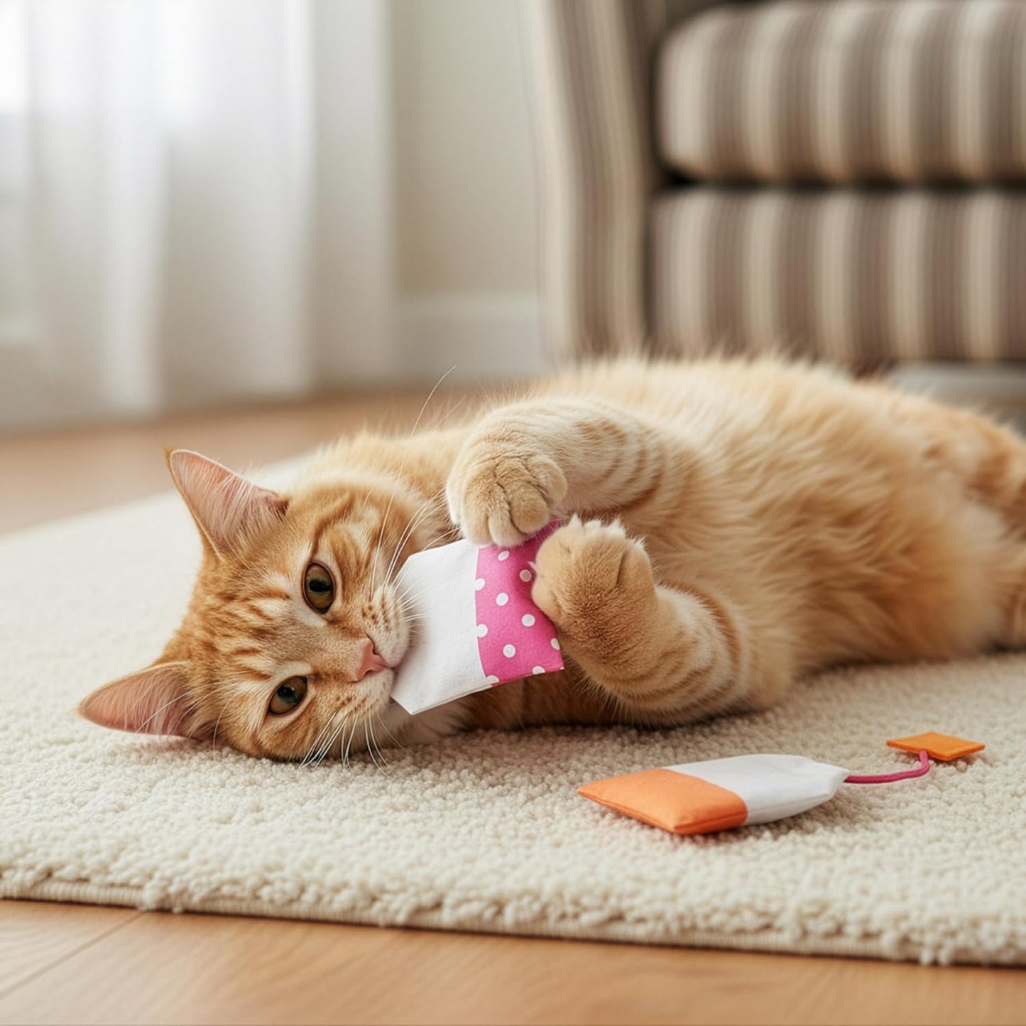 Teazers Catnip Cat Toys - Set of 2 in Pink and Orange