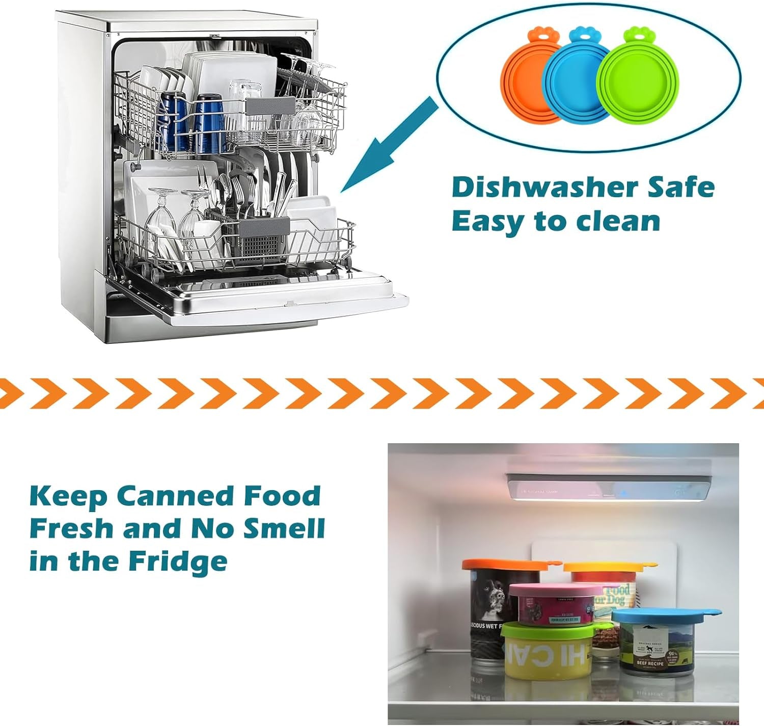 4-Pack Silicone Pet Can Lids – Universal Fit for 3 Can Sizes, BPA-Free & Dishwasher Safe (Blue, Green, Orange, Pink)