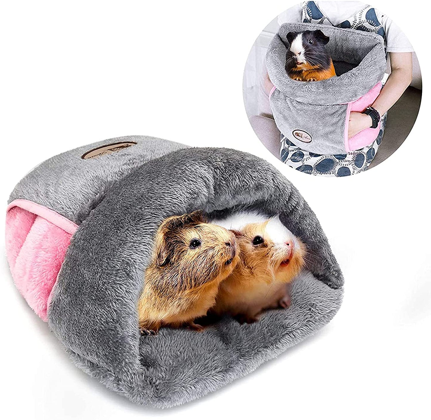 Guinea Pig Bed Cuddle Cave Warm Fleece Cozy House Bedding Sleeping Cushion Cage Nest for Small Animal Squirrel Chinchilla Rabbit Hedgehog Cage Accessories (Grey)