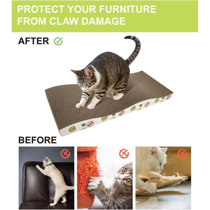 Premium Double-Sided Corrugated Cat Scratching Board with Catnip - Pack of 2
