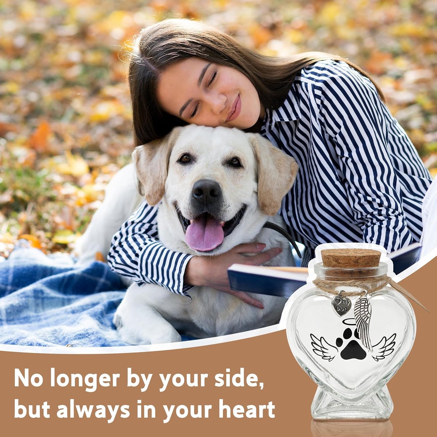 Heart-Shaped Glass Keepsake Urn for Pet Memorials - Ideal for Fur, Hair, Whiskers, or Ashes with Cork Top and Charms for Rainbow Bridge Tribute
