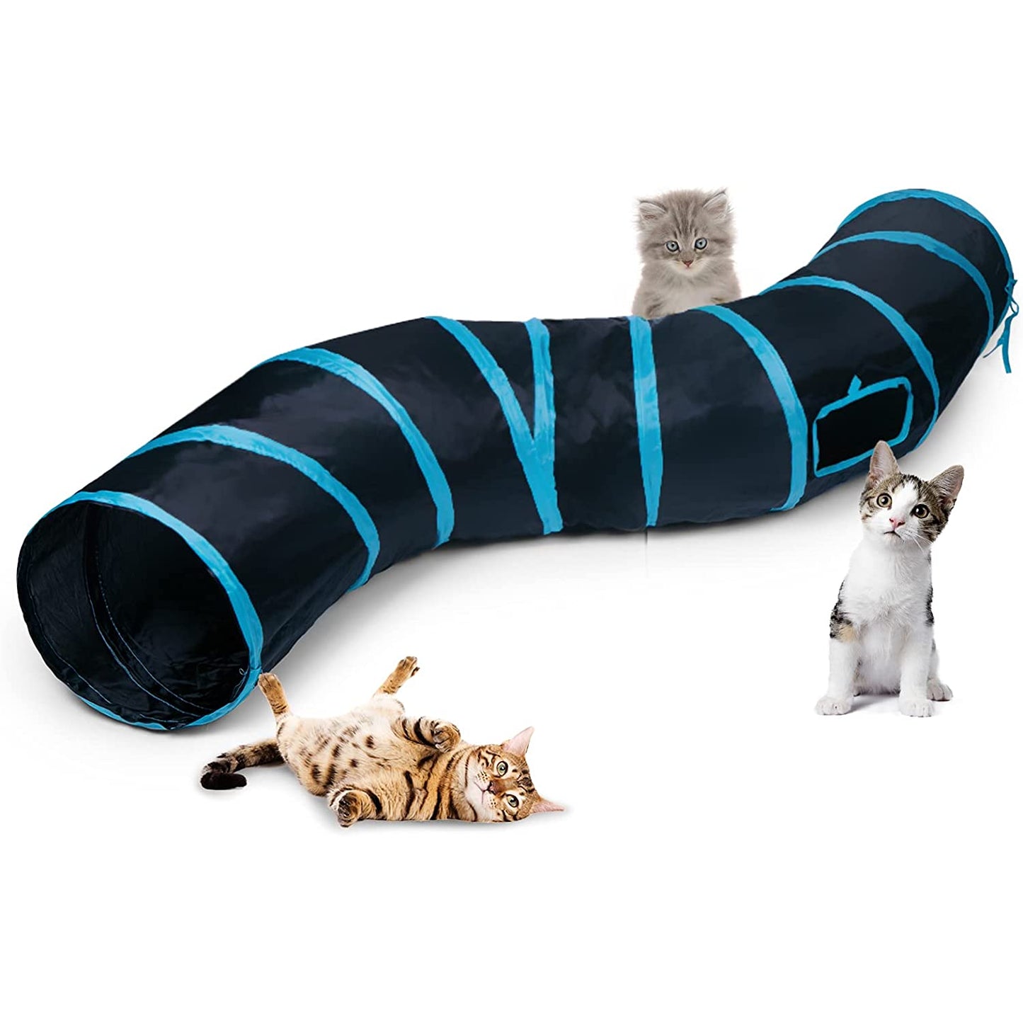 Collapsible Cat Tunnel - Interactive 2-Way Play Maze for Indoor Cats, Kittens, and Small Pets with Play Ball