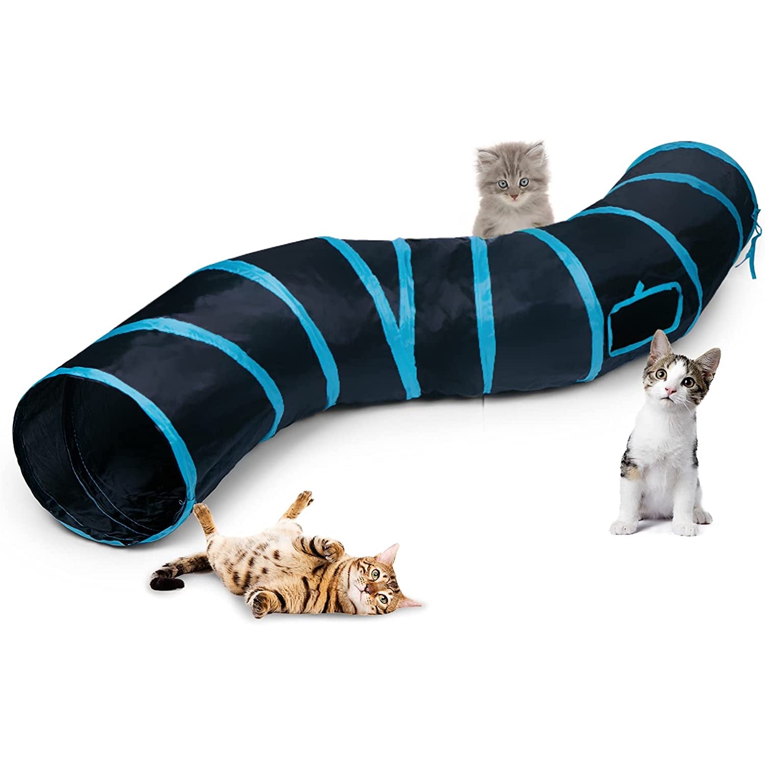 Collapsible Cat Tunnel - Interactive 2-Way Play Maze for Indoor Cats, Kittens, and Small Pets with Play Ball