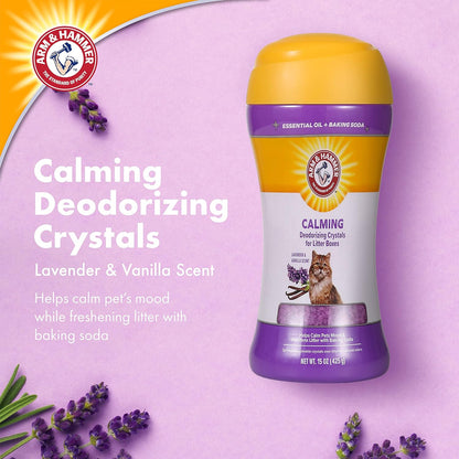 Arm & Hammer Cat Crystal Deodorizer for Litter Boxes - Lavender & Vanilla Scented Odor Eliminator - 15 Oz Pet Home Supplies