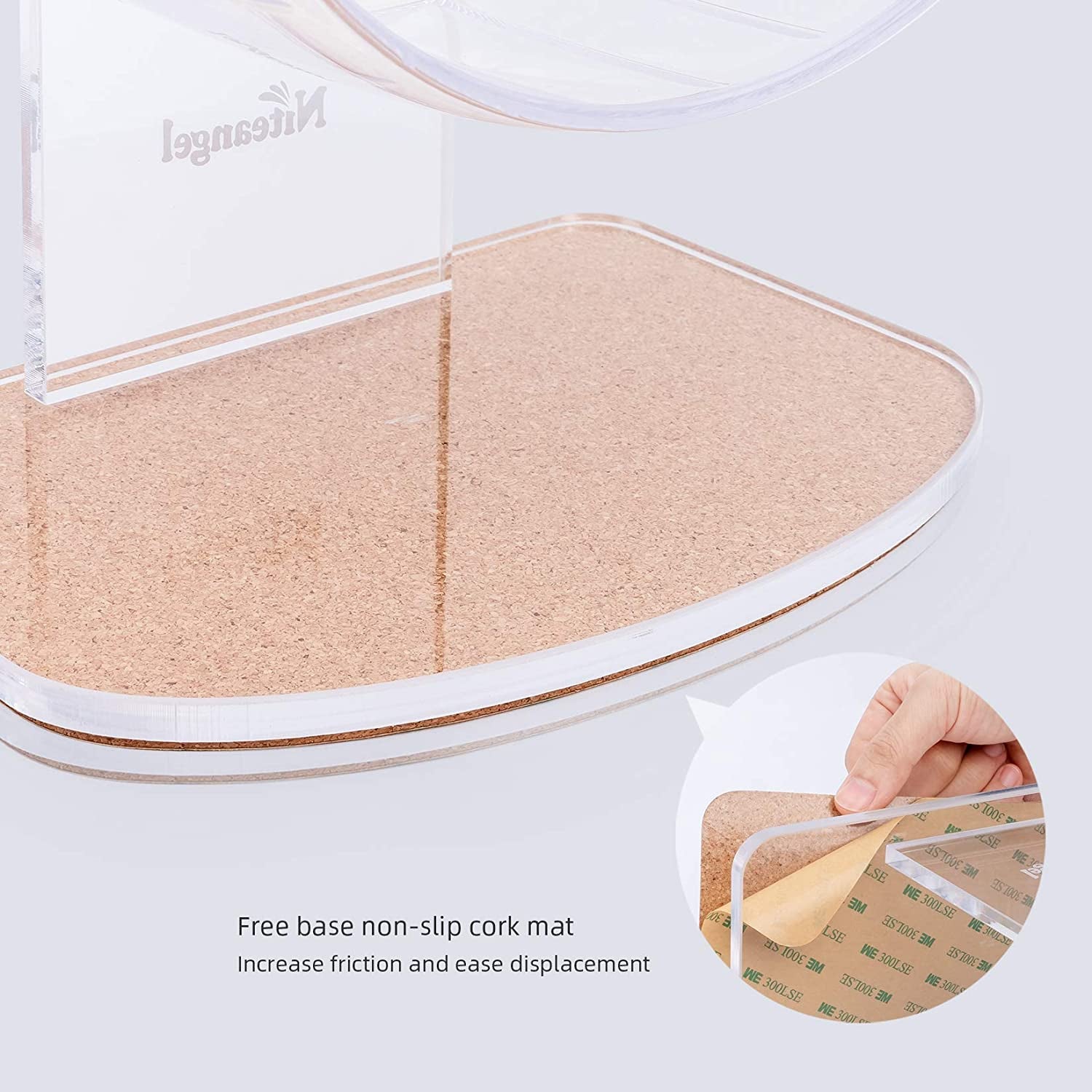 Silent Spinner Hamster Wheel – Adjustable Stand, Transparent (Medium) for Hamsters, Gerbils & Mice