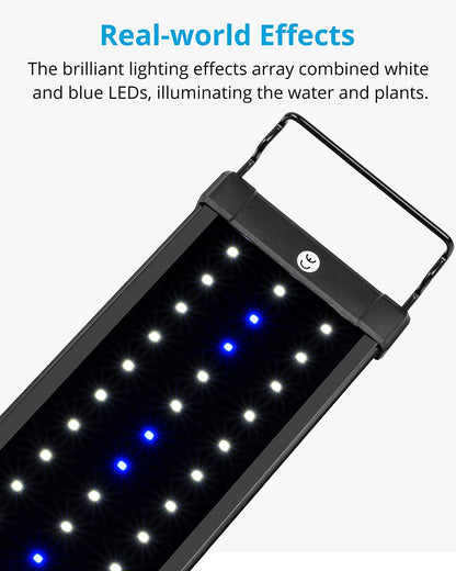 ClassicLED Aquarium Light – White & Blue LEDs with Extendable Brackets (36–48'', 25W)