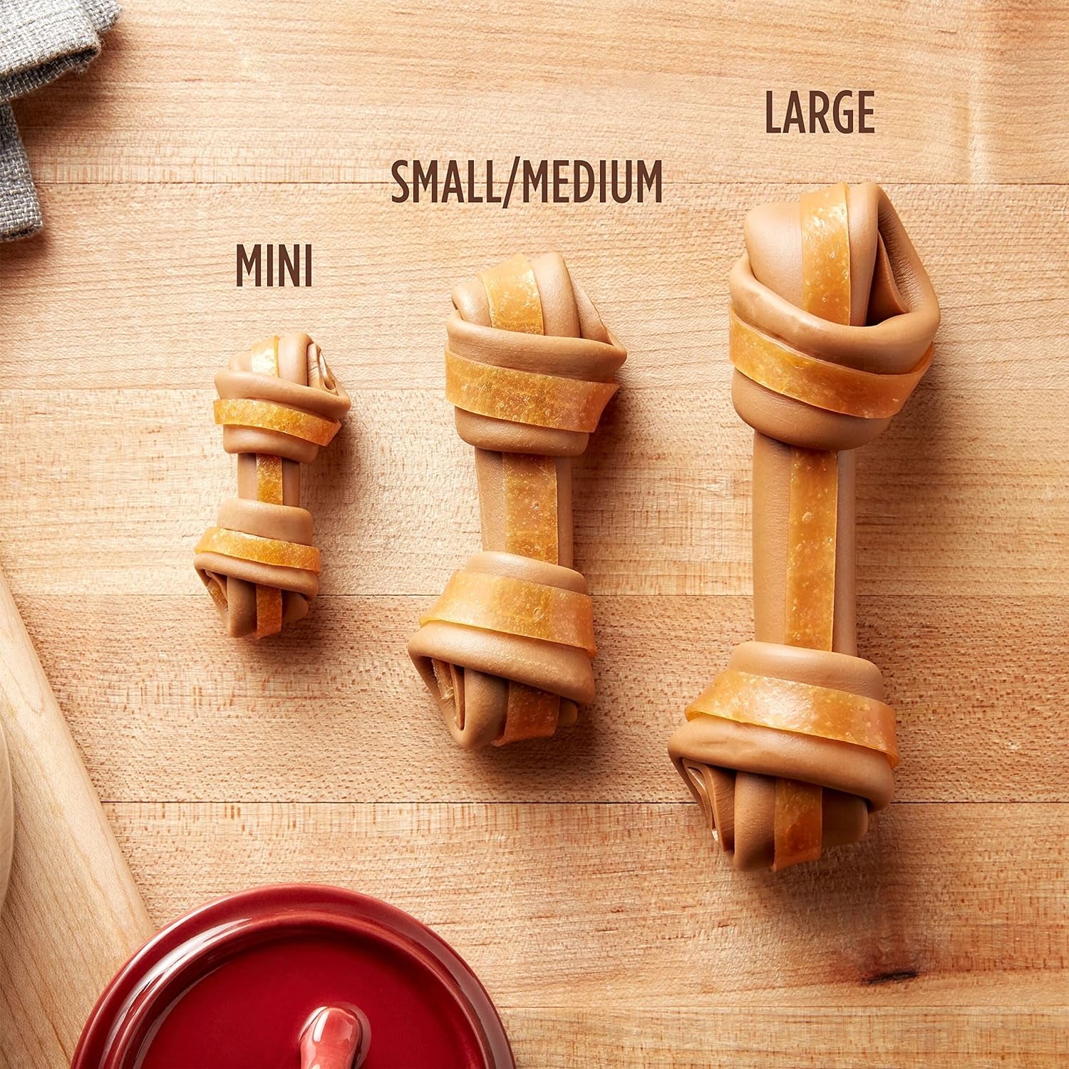 Chews Gnawbones Rawhide Free Dog Treats, Peanut Butter & Chicken, 8 Long Lasting Mini Knotted Bones (Pack of 4)