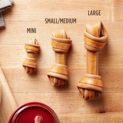 Chews Gnawbones Rawhide Free Dog Treats, Peanut Butter & Chicken, 8 Long Lasting Mini Knotted Bones (Pack of 4)