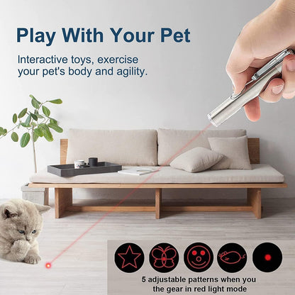 Cat Toys Laser Pointer for Indoor, Rechargeable, 7 Adjustable Wand Red Light Pet Interactive Cat Mouse Toys to Keep Busyfor Kitten Dog Chase Play