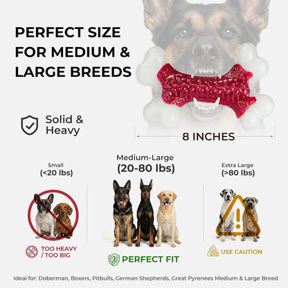 Kseroo Durable Dog Chew Toys for Aggressive Chewers: Beef-Flavored Hard Nylon Bone for Large and Medium Breeds (20-80 lbs), Red