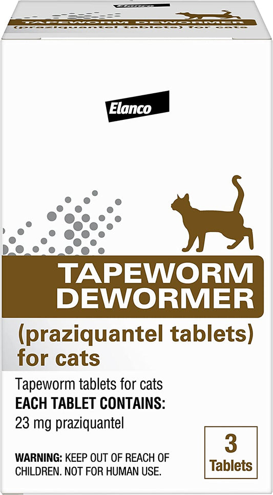Elanco Tapeworm Dewormer (Praziquantel Tablets) for Cats and Kittens 6 Weeks and Older, 3-Count