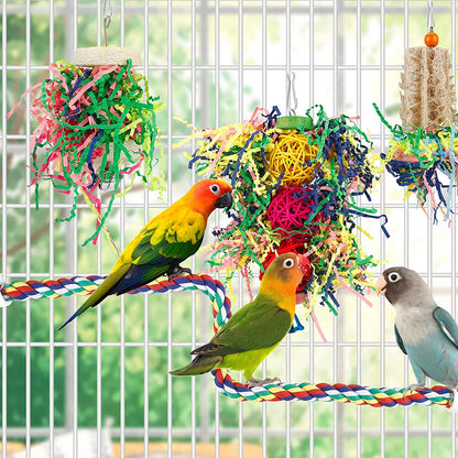 Bird Foraging & Chewing Toy – Hanging Shredded Paper Toy for Parakeets, Conures, Cockatiels & More (No Perch)