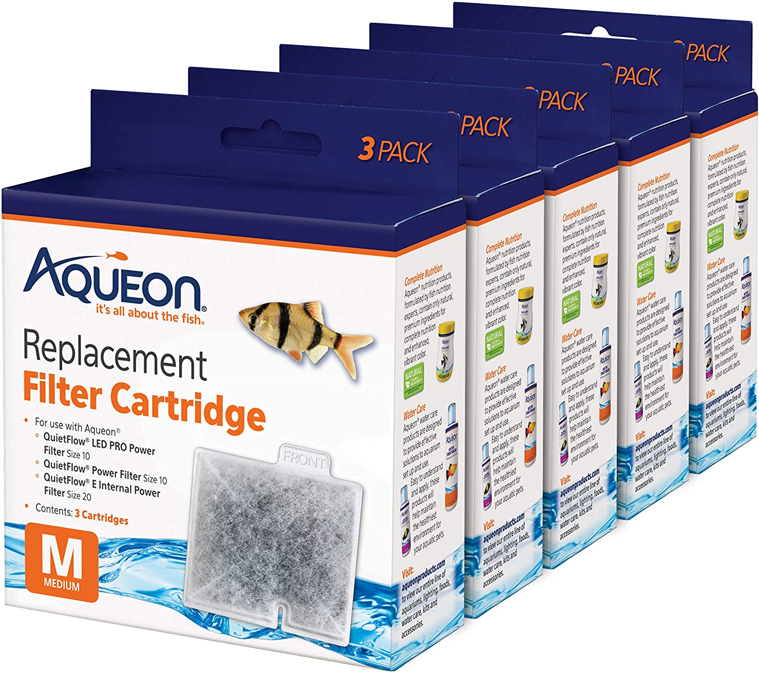 Medium Replacement Filter Cartridges for Aquarium Fish Tanks - 15 Pack