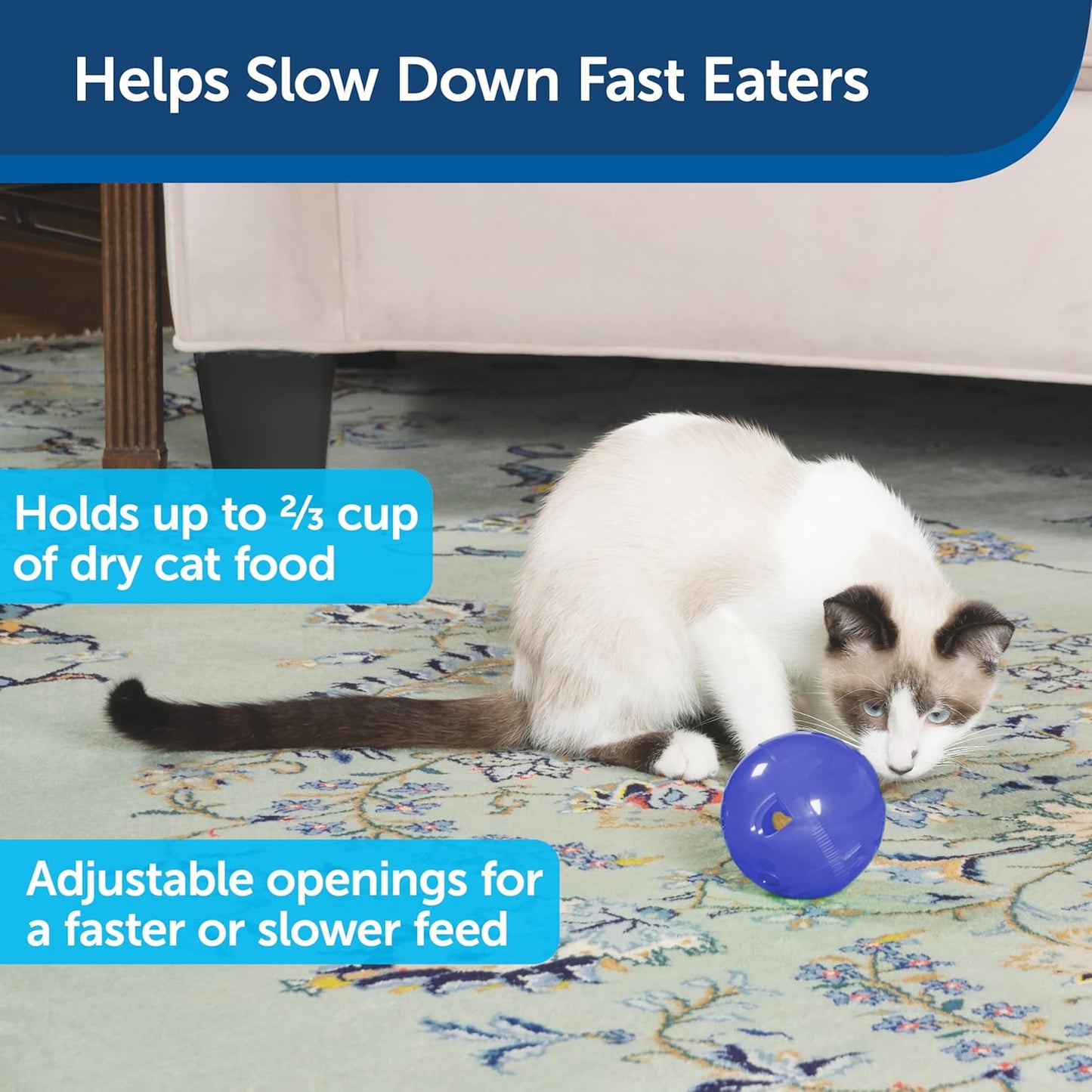 Petsafe Slimcat Interactive Feeder - Fun Mealtime Toy for Cats - Adjustable Portions & Slow Feeding - BPA-Free, Lightweight & Dishwasher-Safe 