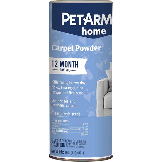 Home Carpet Powder for Flea and Tick Control, 16 Ounce - Protects and Deodorizes Carpets