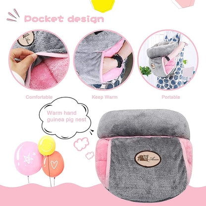 Guinea Pig Bed Cuddle Cave Warm Fleece Cozy House Bedding Sleeping Cushion Cage Nest for Small Animal Squirrel Chinchilla Rabbit Hedgehog Cage Accessories (Grey)