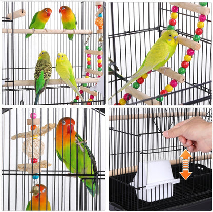 39'' Rooftop Bird Cage – Large Flight Cage with Toys for Parrots, Conures, Cockatiels & More