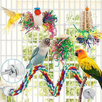 Bird Foraging & Chewing Toy – Hanging Shredded Paper Toy for Parakeets, Conures, Cockatiels & More (No Perch)