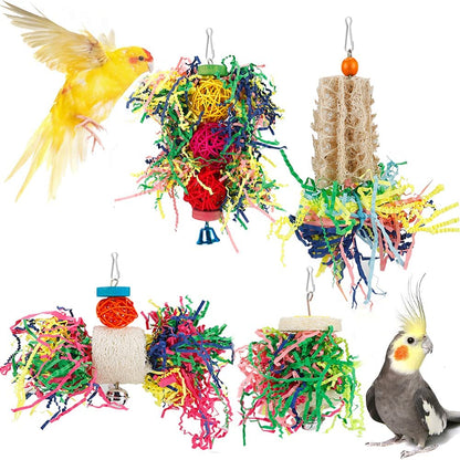 Bird Foraging & Chewing Toy – Hanging Shredded Paper Toy for Parakeets, Conures, Cockatiels & More (No Perch)