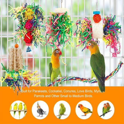 Bird Foraging & Chewing Toy – Hanging Shredded Paper Toy for Parakeets, Conures, Cockatiels & More (No Perch)
