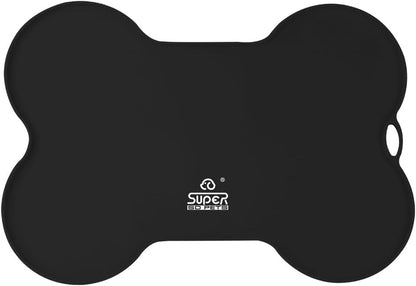 Silicone Pet Food Mat – Non-Slip, Waterproof Feeding Mat for Dogs & Cats (20.5'' x 14.5'', Black)