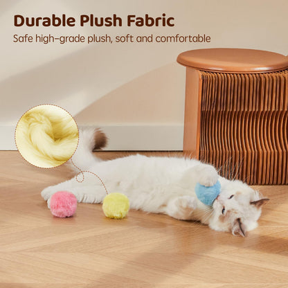 Chirping Catnip Balls – 3-Pack Fluffy Cat Toys with Lifelike Animal Sounds & Silvervine