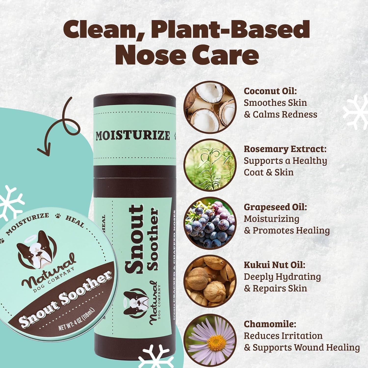 Moisturizing Dog Nose Care for Dry, Cracked Snouts with Coconut Oil & Shea Butter, Lick Safe Formula for All Breeds, 0.15 Oz Stick