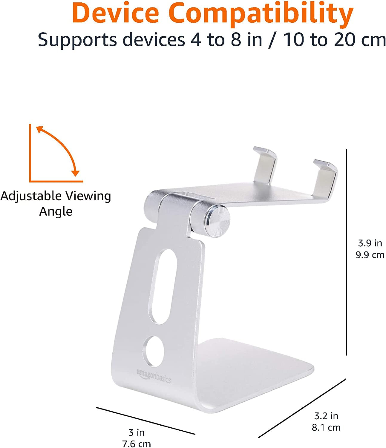 Adjustable Aluminum Phone Stand for Cell Phones (silver)