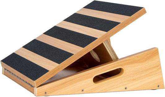 Strongtek Professional Wooden Slant Board, Adjustable Incline Board and Calf Stretcher, Partial-Coverage Design with Side Handle, 5 Angles, 500 Lbs Capacity