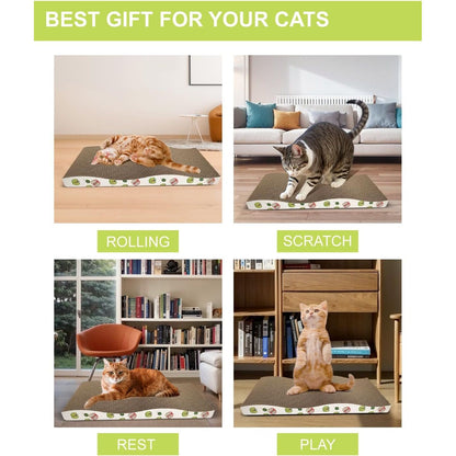 Premium Double-Sided Corrugated Cat Scratching Board with Catnip - Pack of 2